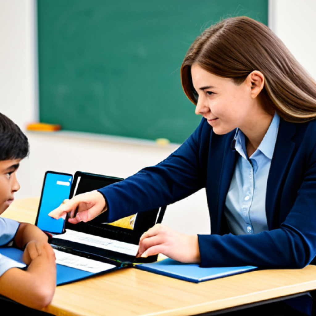 A diverse group of students, including children and young adults, actively engaged in a modern hybrid learning environment. One section shows students in a bright classroom collaborating with a professional female teacher, all in modest, school-appropriate attire. Another section depicts students at home, focused on laptops and tablets, participating in online discussions with a male teacher visible on their screens. The composition highlights the seamless blend of physical and digital education, emphasizing accessibility and engagement. The atmosphere is positive and focused. Safe for work, appropriate content, fully clothed, professional dress, perfect anatomy, correct proportions, natural pose, well-formed hands, proper finger count, natural body proportions, high-quality professional photography, family-friendly.