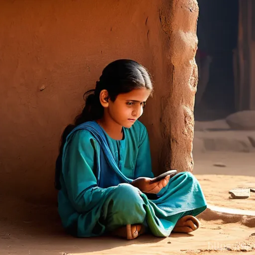 디지털 학습의 비판적 시각 - **Prompt: The Digital Divide in Rural Pakistan**

    A poignant, realistic scene of a young Pakista...