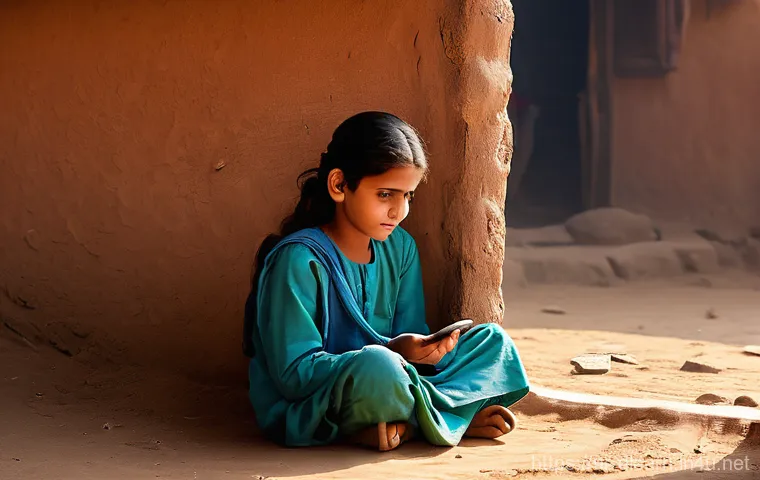 디지털 학습의 비판적 시각 - **Prompt: The Digital Divide in Rural Pakistan**
A poignant, realistic scene of a young Pakista...