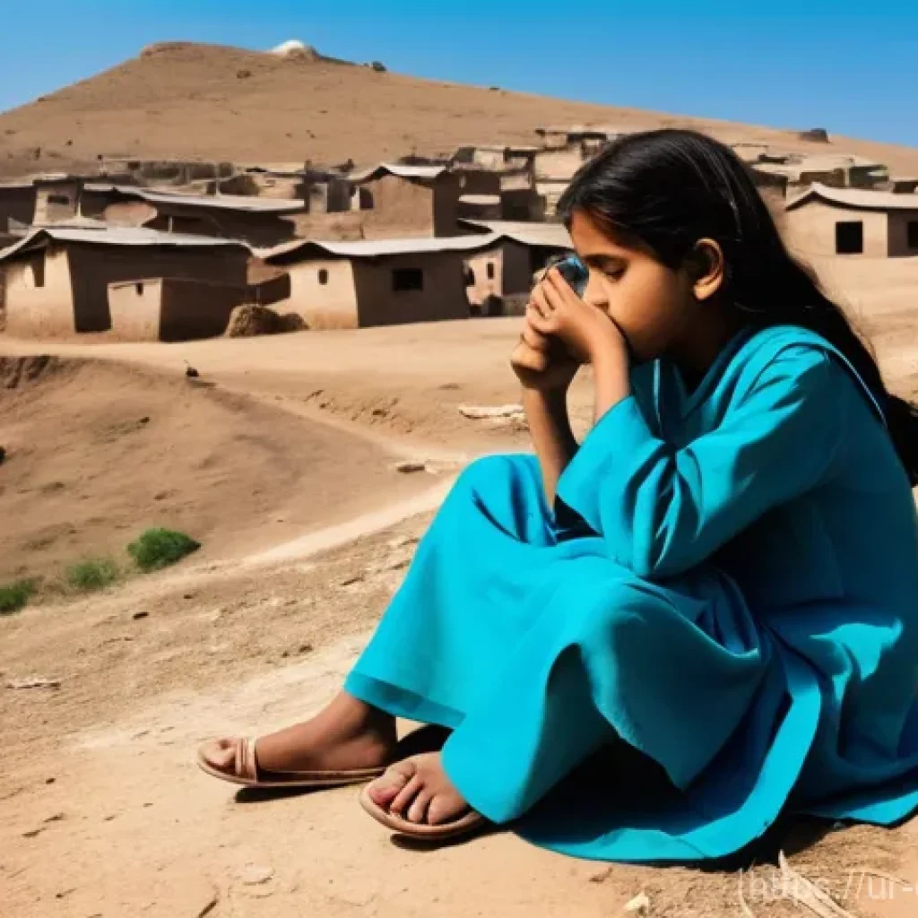 디지털 교육의 장애물 - **Prompt:** A young Pakistani girl, around 9 years old, dressed in a modest, traditional shalwar kam...