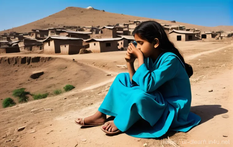 디지털 교육의 장애물 - **Prompt:** A young Pakistani girl, around 9 years old, dressed in a modest, traditional shalwar kam...