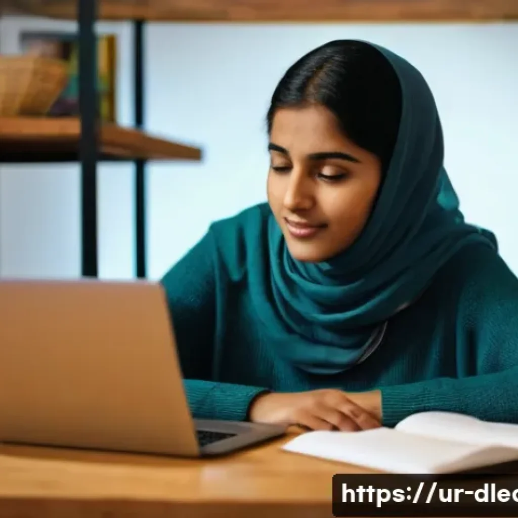 자기주도적 학습을 위한 디지털 도구 - A focused young South Asian woman sitting comfortably at home with a laptop and digital tablet, enga...