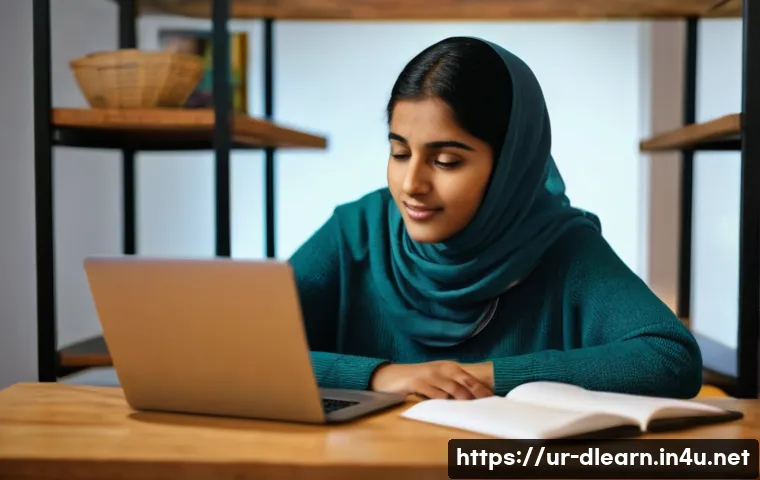 자기주도적 학습을 위한 디지털 도구 - A focused young South Asian woman sitting comfortably at home with a laptop and digital tablet, enga...